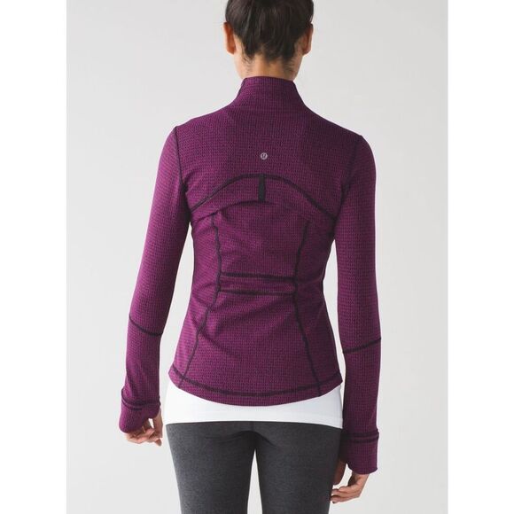 Lululemon Define Teeny Tooth Deep Fuchsia Black Lightweight Knitted Jacket Women - Picture 3 of 16
